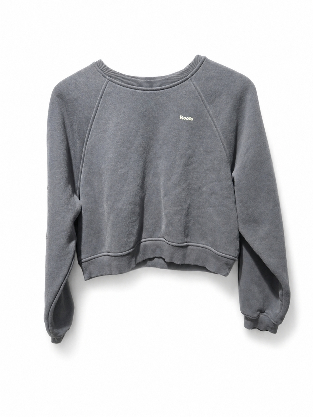 Roots Blue Grey Crewneck Sweatshirt Cropped- Women's Small - Picture 2 of 7